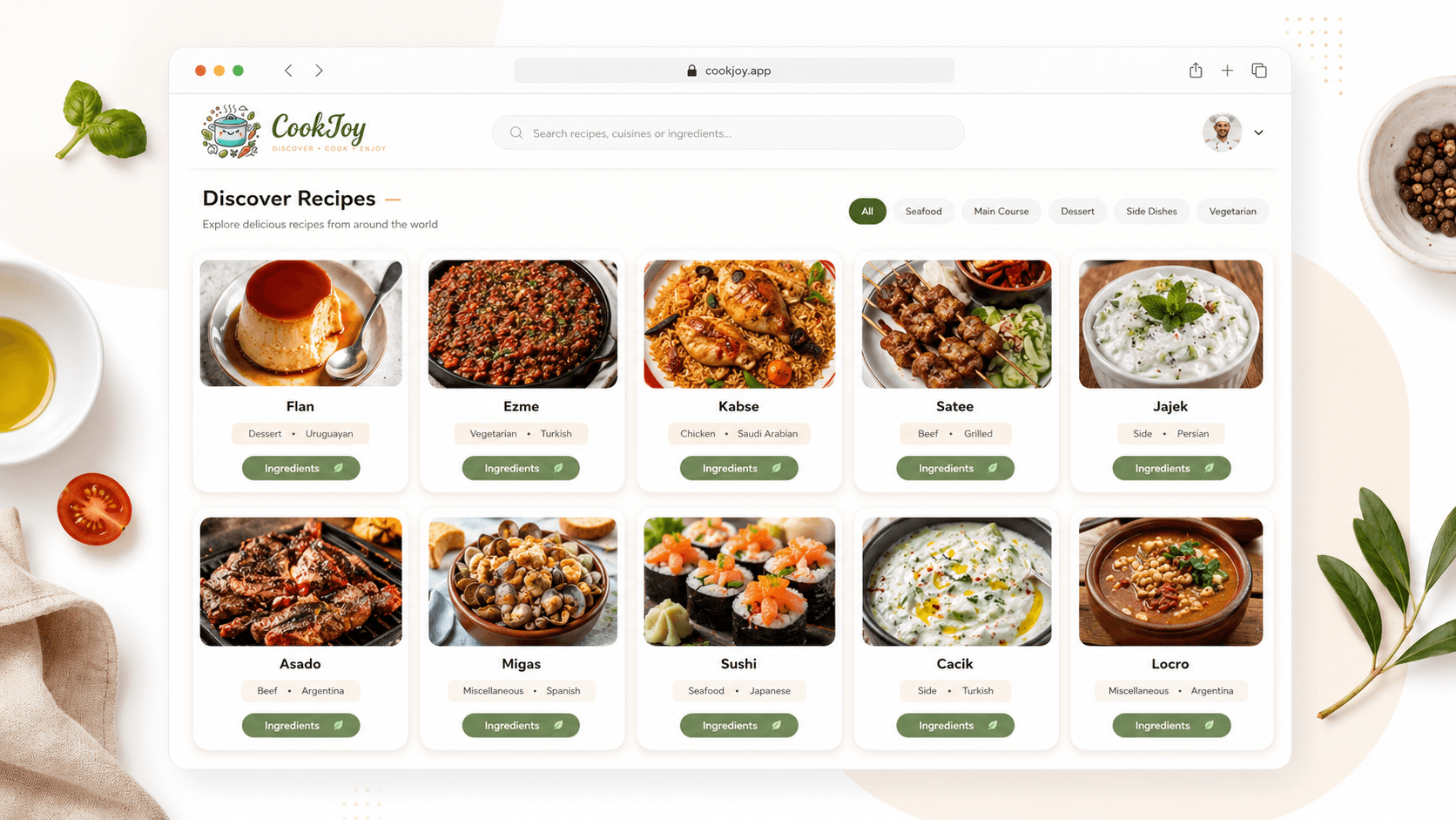 Screenshot of the Foody interface