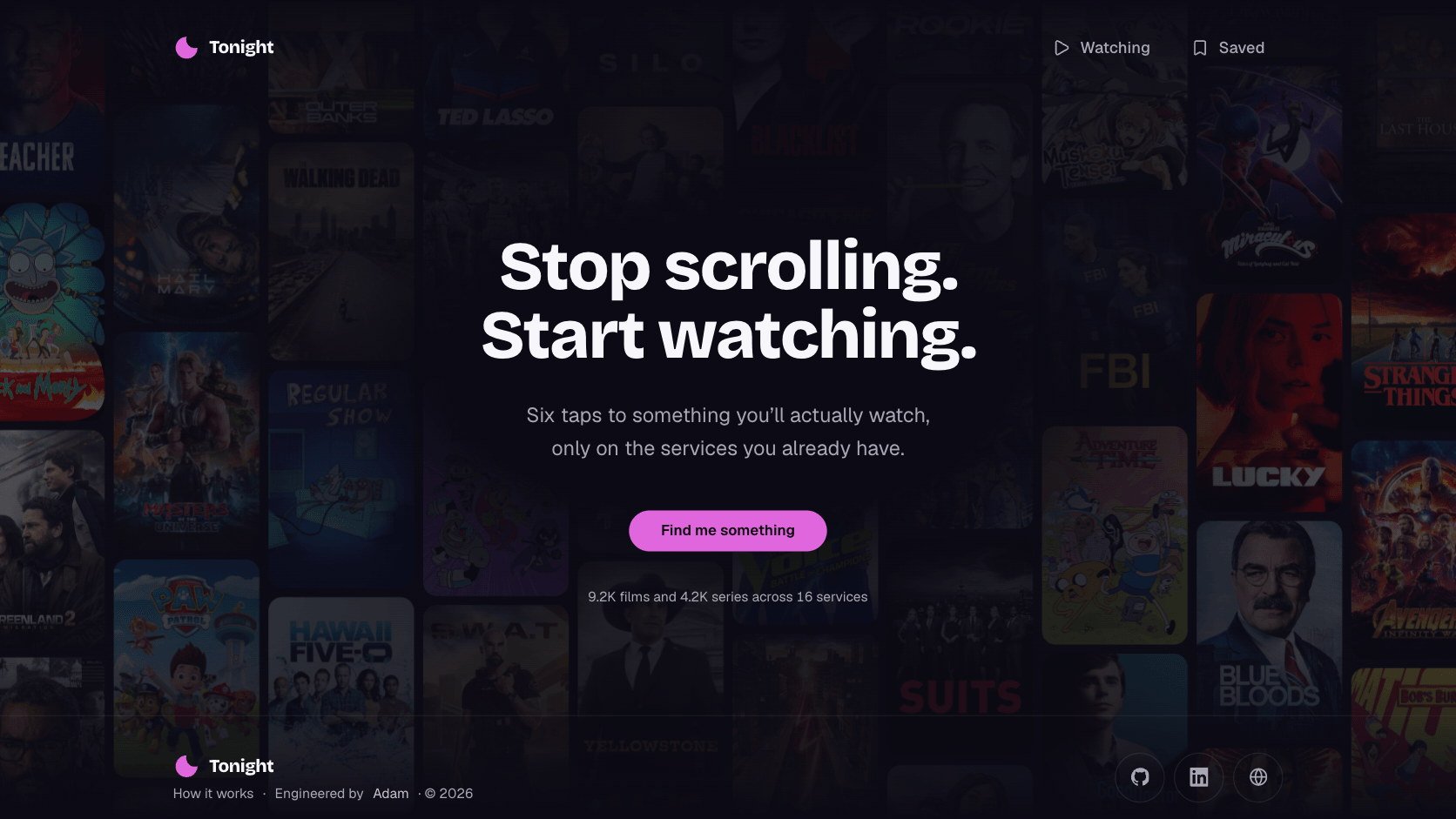 Screenshot of the Tonight interface